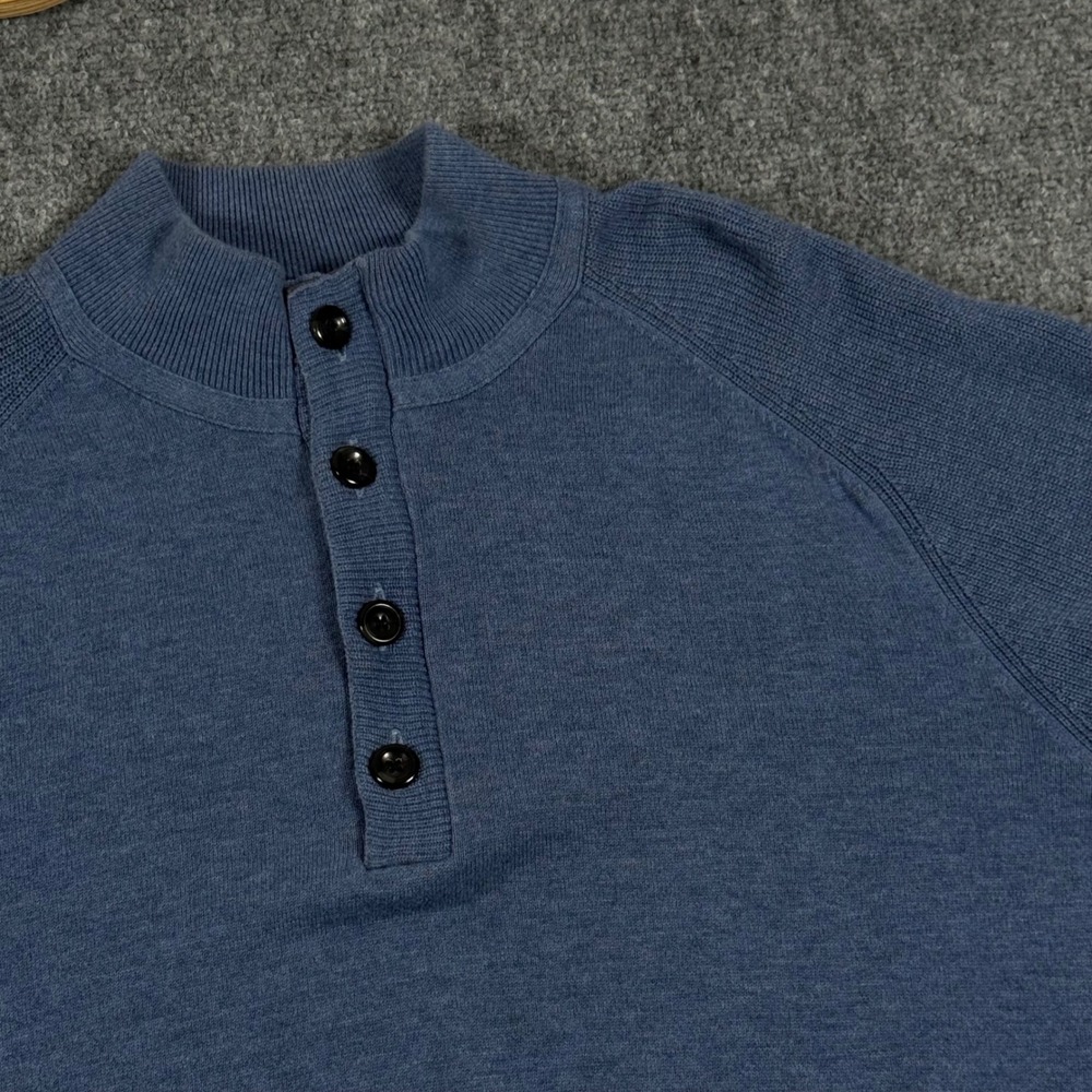Blue Pronto Uomo Sweater 1/4 Button Mock Neck Pullover Knit 3XLT Preppy Chic
